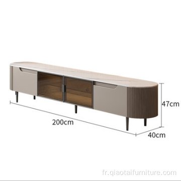 Meuble TV de rangement en bois en fer forgé de luxe moderne